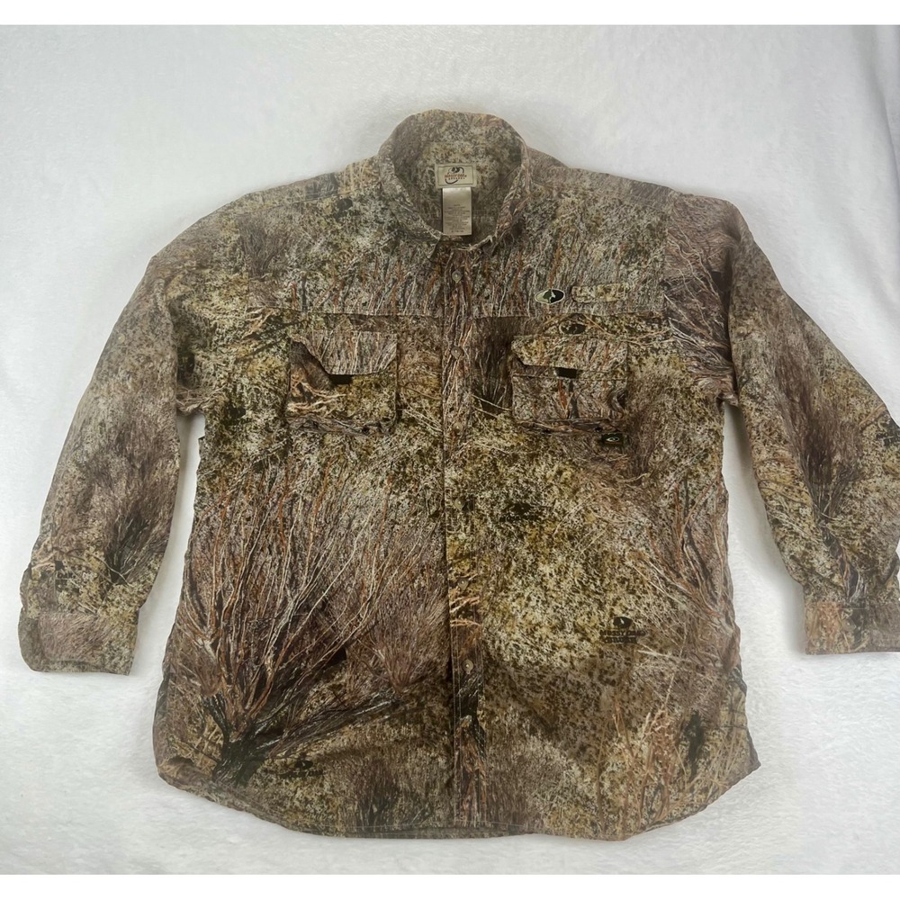 Mossy Oak Apparel Treklite L/S Shirt Hunting Camo Mens XL Button Up Vented